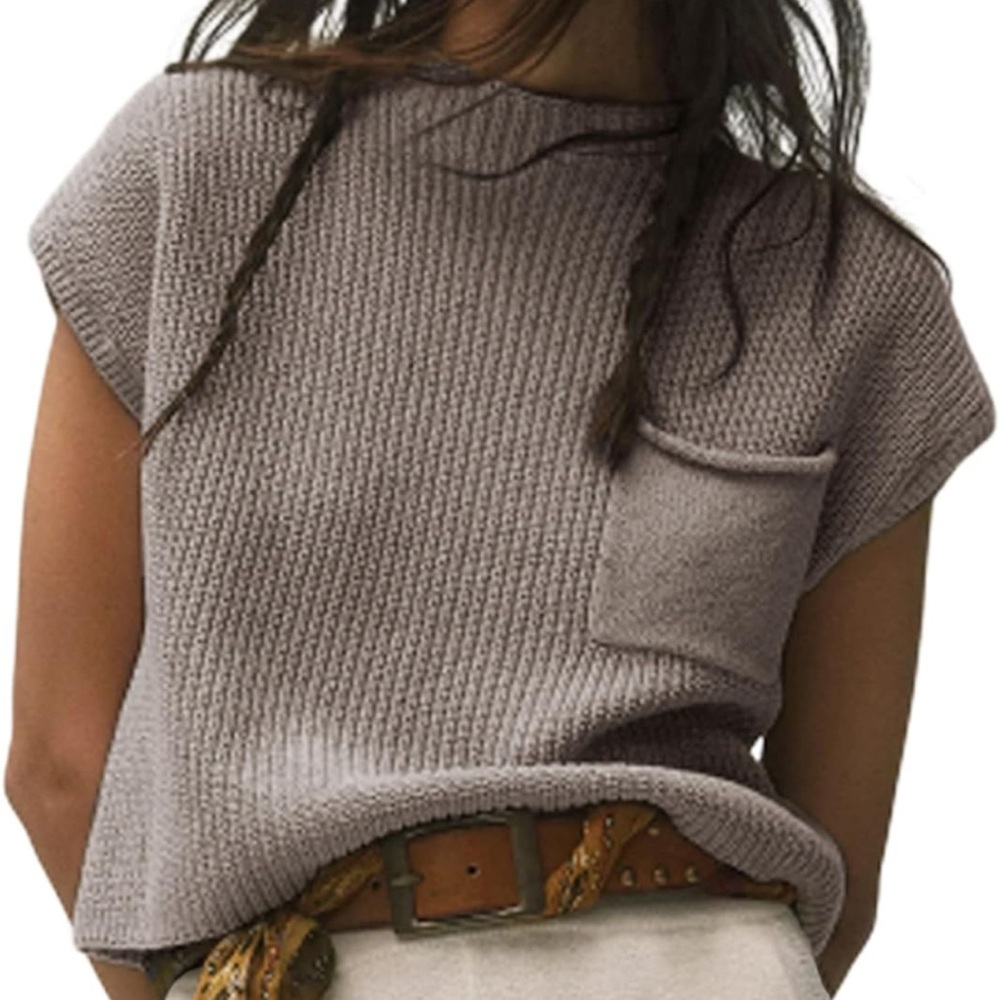 Gray Knit Sleeveless Top